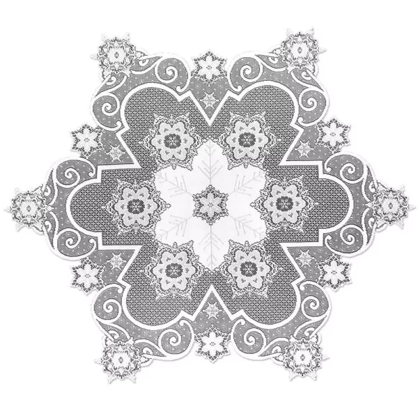 Heritage Lace Snowflake 47 in. W x 47 in. L White Floral Polyester Round Table Topper