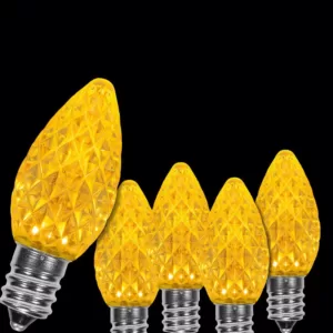 Wintergreen Lighting OptiCore C7 LED Gold Faceted Christmas Light Bulbs (25-Pack)