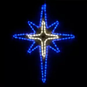 Wintergreen Lighting 28 in. 149-Light LED Blue and Cool White Bethlehem Star with Cross Center