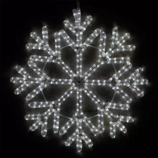 Wintergreen Lighting 24 in. 380-Light LED Cool White 40 Point Hanging Snowflake Decor