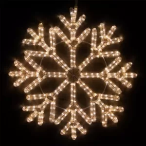 Wintergreen Lighting 24 in. 380-Light LED Warm White 40 Point Hanging Snowflake Decor