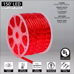 Wintergreen Lighting 150 ft. LED Red Rope Light Kit