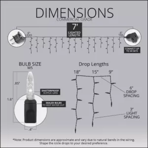 Wintergreen Lighting 7 ft. 70-Light M5 LED Warm White Icicle Light Set