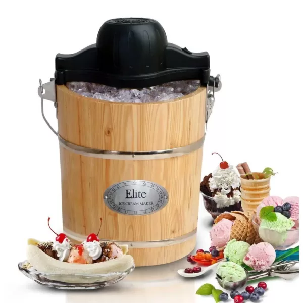 Elite Gourmet 6 Qt. Old Fashioned Ice Cream Maker