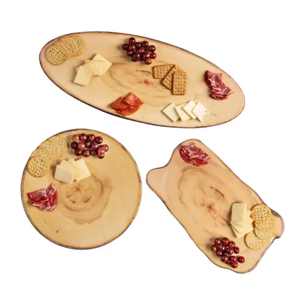 Honey-Can-Do 3 PCS Neutral Melamine Rustic Tray Set