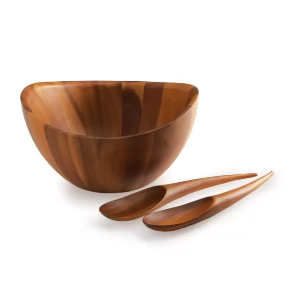 Nambe Harmony 3-Piece Wood Salad Bowl Set with Servers