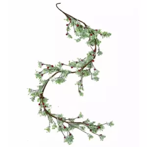 Worth Imports 5 ft. Green Leaves and Red Berries Garland