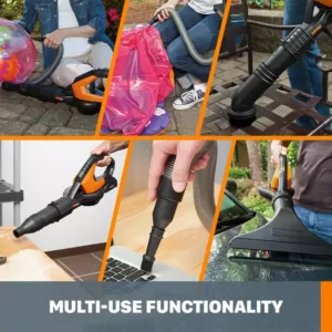 Worx POWER SHARE 20-Volt 120 MPH 80 CFM Cordless Battery Leaf Blower / Sweeper (2Ah Battery, Charger & Accessories Included)