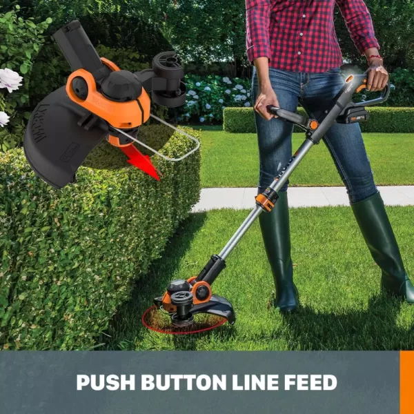 Worx POWER SHARE 20-Volt 12-in Cordless Grass Trimmer/Edger, Wheeled Edging, Command Feed (Bare Tool)