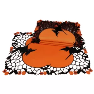 Xia Home Fashions 0.1 in. x 14 in. x 20 in. Witch Embroidered Cutwork Halloween Placemats (4-Set)