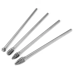 XtremepowerUS 6 in. L Reach Double Cut Carbide Rotary Burr Bits Set (4-Piece)