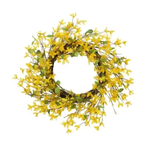 Gerson 24 in. Dia Yellow Forsythia Wreath