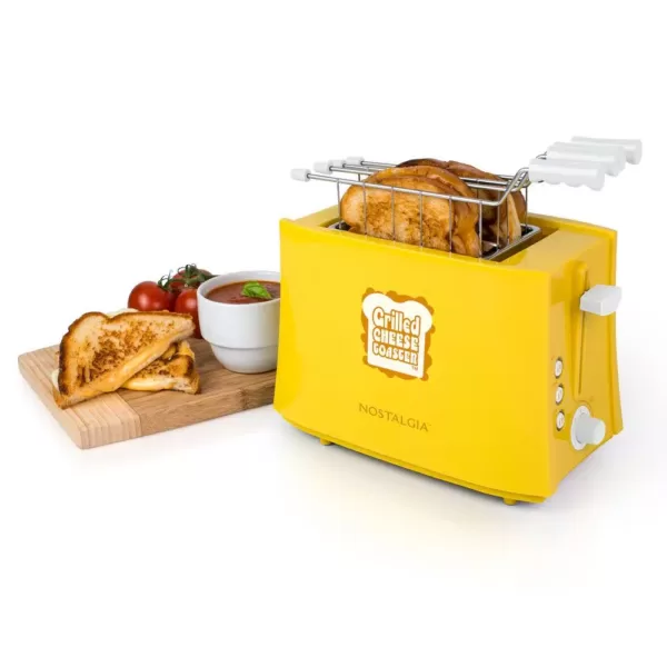 Nostalgia 4-Slice Yellow Wide Slot Grilled Cheese Toaster