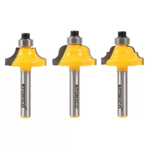 Yonico Edge Forming Small Architectural 1/4 in. Shank Carbide Tipped Router Bit Set (3-Piece)