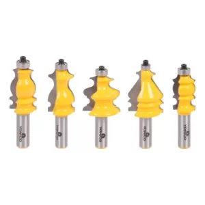 Yonico 1/2 in. Shank Carbide Tipped Architectural Molding Router Bit Set (5-Piece)