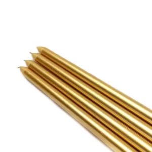 Zest Candle 12 in. Metallic Gold Taper Candles (12-Set)