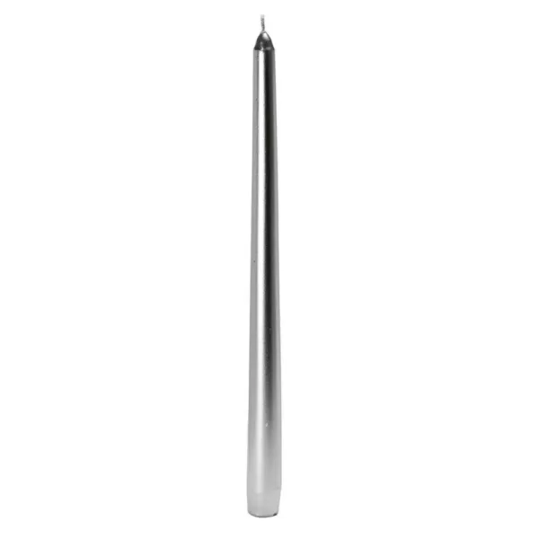 Zest Candle 12 in. Metallic Silver Taper Candles (12-Set)