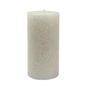 Zest Candle 3 in. x 6 in. Metallic White Glitter Pillar Candle Bulk (12-Box)